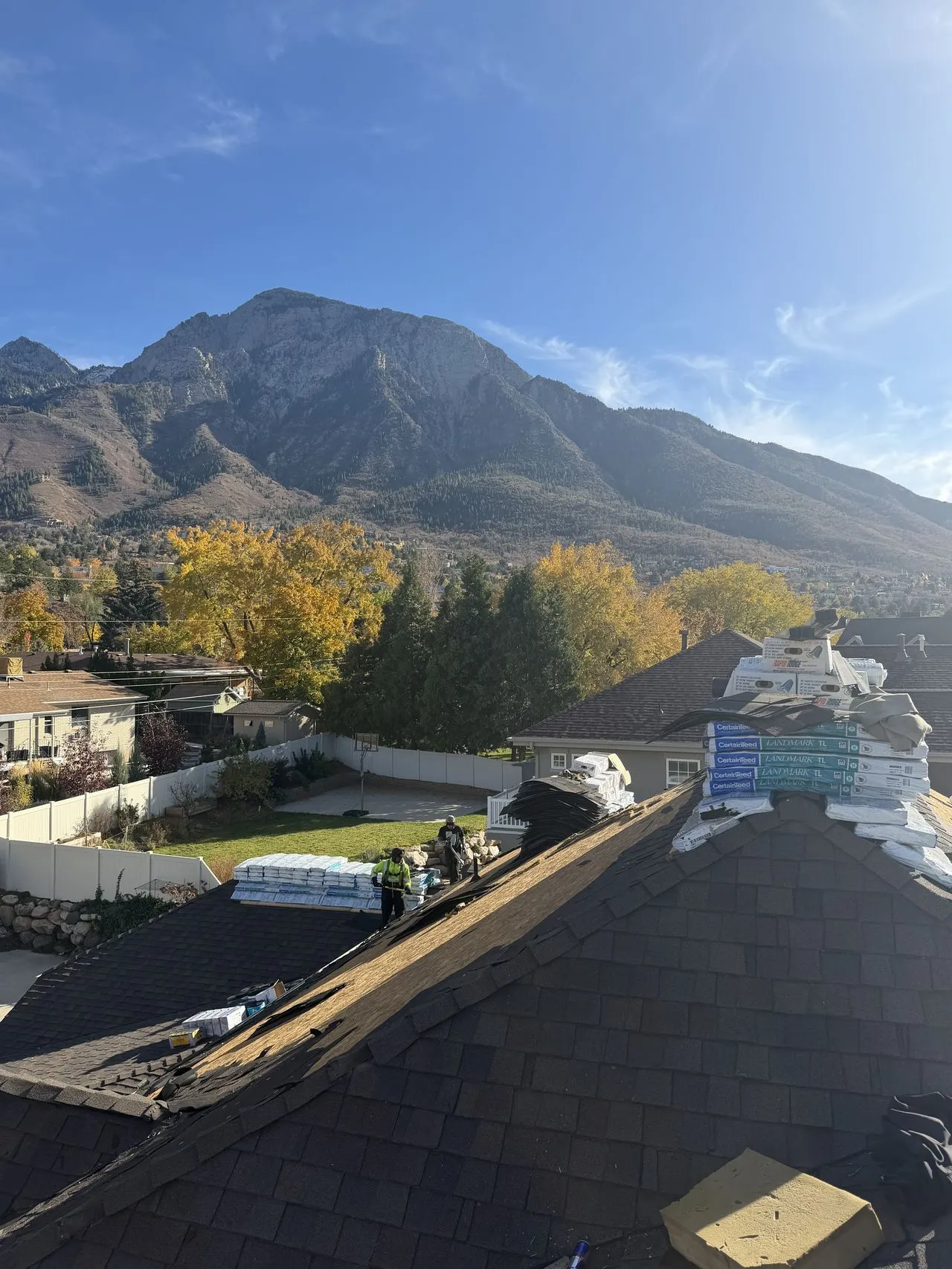 Riverton residential roof inspection after hailstorm - Frame Restoration Utah documenting shingle impact marks for insurance claim