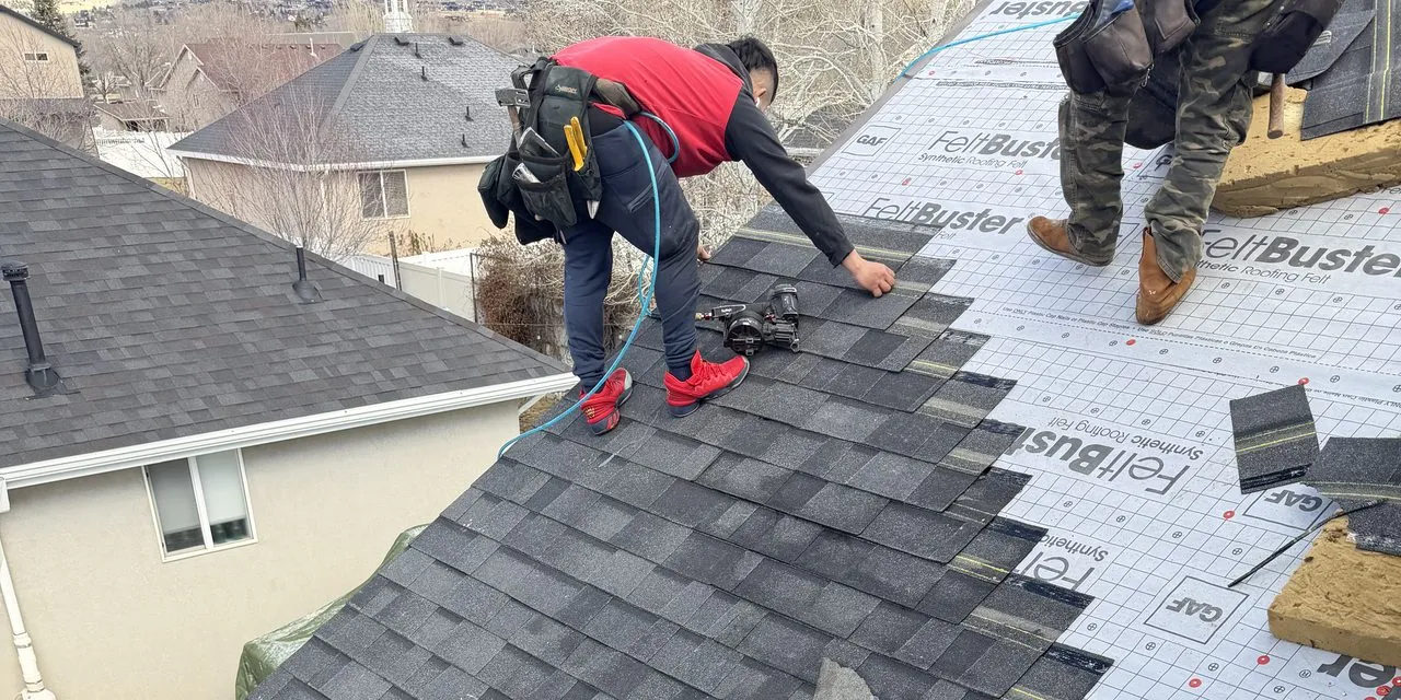 Utah home with new gutter installation - clean fascia line and properly pitched downspouts by Frame Restoration Utah